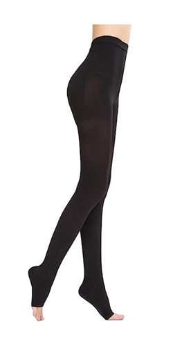 high BriteLeafs Opaque Compression Stockings Thigh High Firm Support 20-30  mmHg, Open Toe - Gradient Compression - Large, Black - Walmart.com